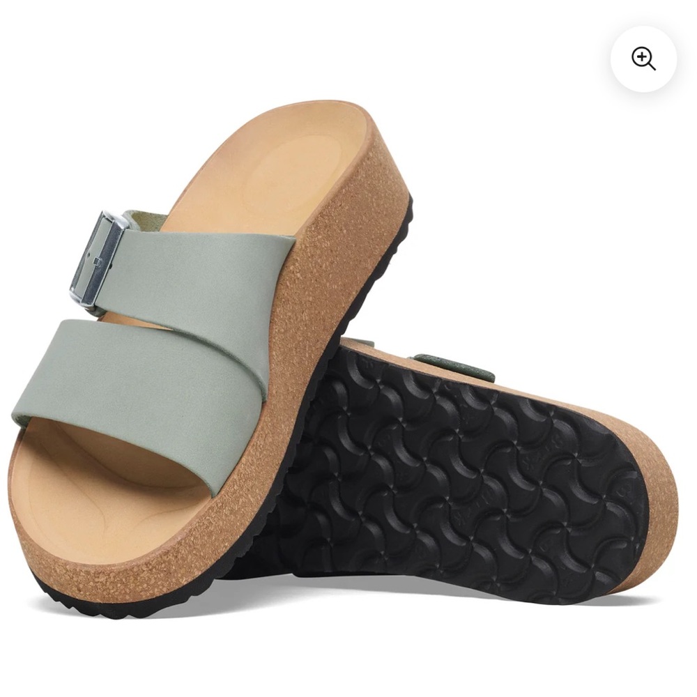 Papillio by Birkenstock Almina Nubuck Leather Sage Platform Sandal, SIZE 8 US